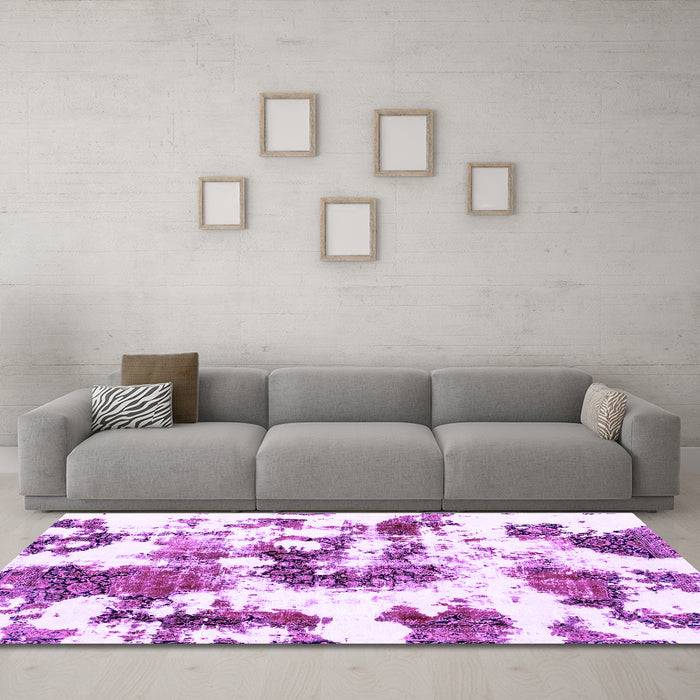 Machine Washable Abstract Purple Modern Area Rugs in a Living Room, wshabs2164pur