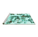 Sideview of Machine Washable Abstract Turquoise Modern Area Rugs, wshabs2164turq