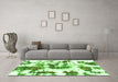 Machine Washable Abstract Green Modern Area Rugs in a Living Room,, wshabs2164grn