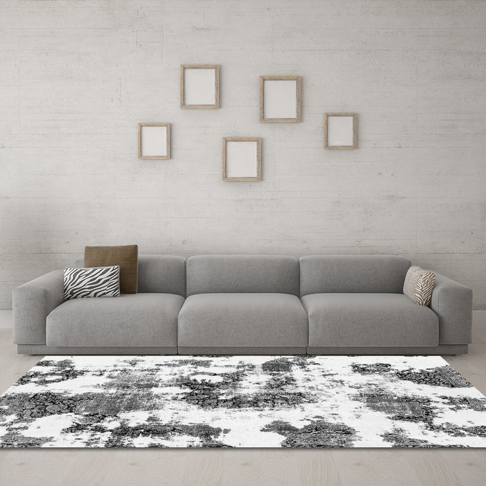 Machine Washable Abstract Gray Modern Rug in a Living Room,, wshabs2164gry