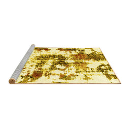 Sideview of Machine Washable Abstract Yellow Modern Rug, wshabs2164yw