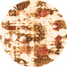 Round Abstract Orange Modern Rug, abs2164org