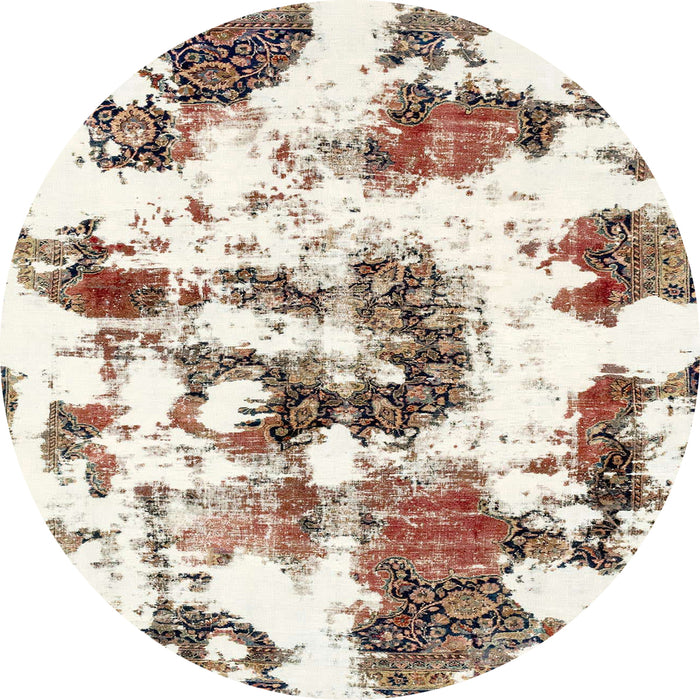 Round Abstract Dark Almond Brown Modern Rug, abs2164