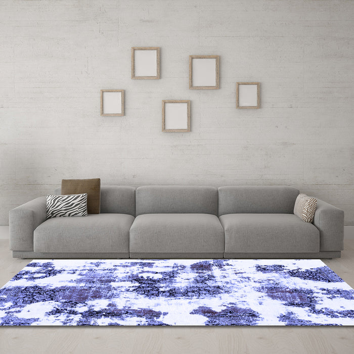 Machine Washable Abstract Blue Modern Rug in a Living Room, wshabs2164blu