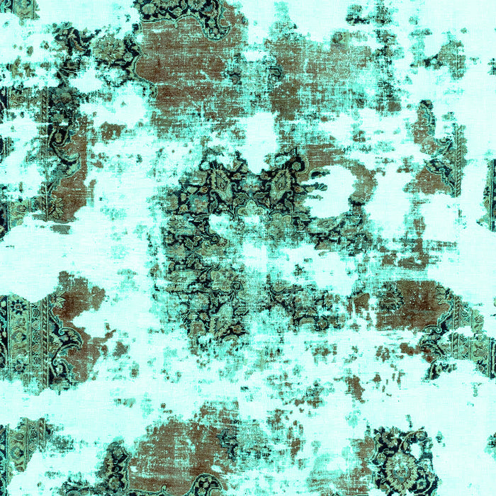 Machine Washable Abstract Turquoise Modern Area Rugs, wshabs2164turq