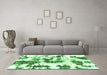 Machine Washable Abstract Emerald Green Modern Area Rugs in a Living Room,, wshabs2164emgrn