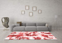 Machine Washable Abstract Red Modern Rug, wshabs2164red