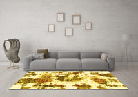 Machine Washable Abstract Yellow Modern Rug, wshabs2164yw