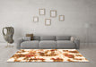 Machine Washable Abstract Orange Modern Area Rugs in a Living Room, wshabs2164org