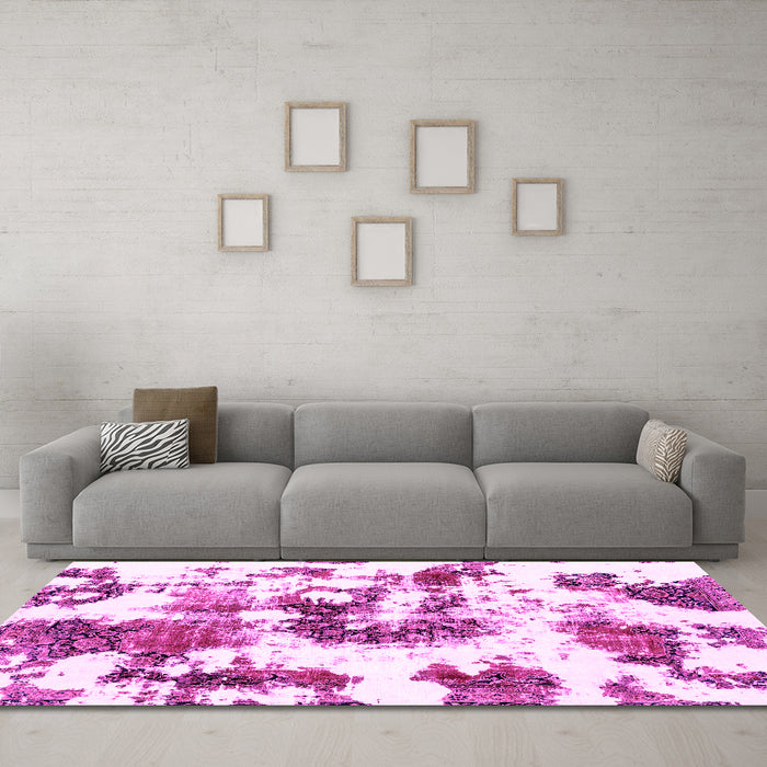 Machine Washable Abstract Pink Modern Rug in a Living Room, wshabs2164pnk