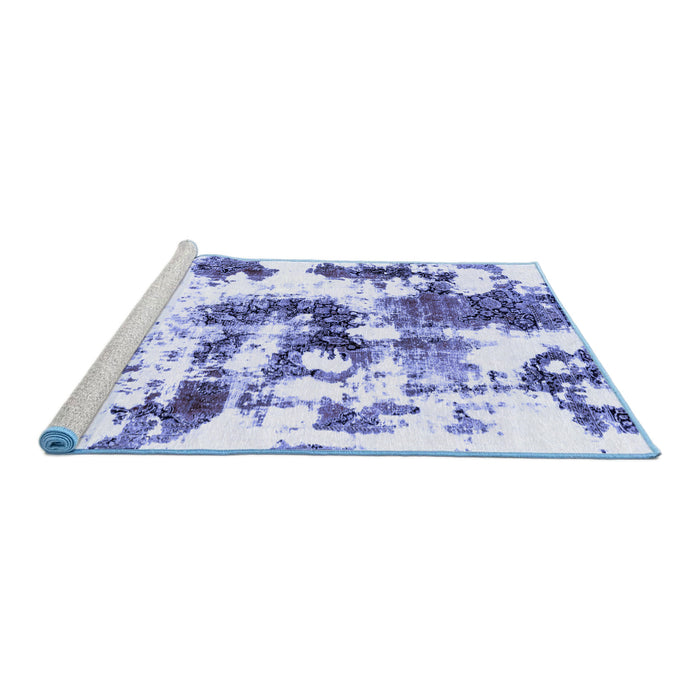 Sideview of Machine Washable Abstract Blue Modern Rug, wshabs2164blu