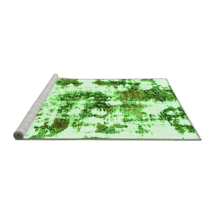 Sideview of Machine Washable Abstract Green Modern Area Rugs, wshabs2164grn