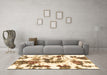 Machine Washable Abstract Brown Modern Rug in a Living Room,, wshabs2164brn