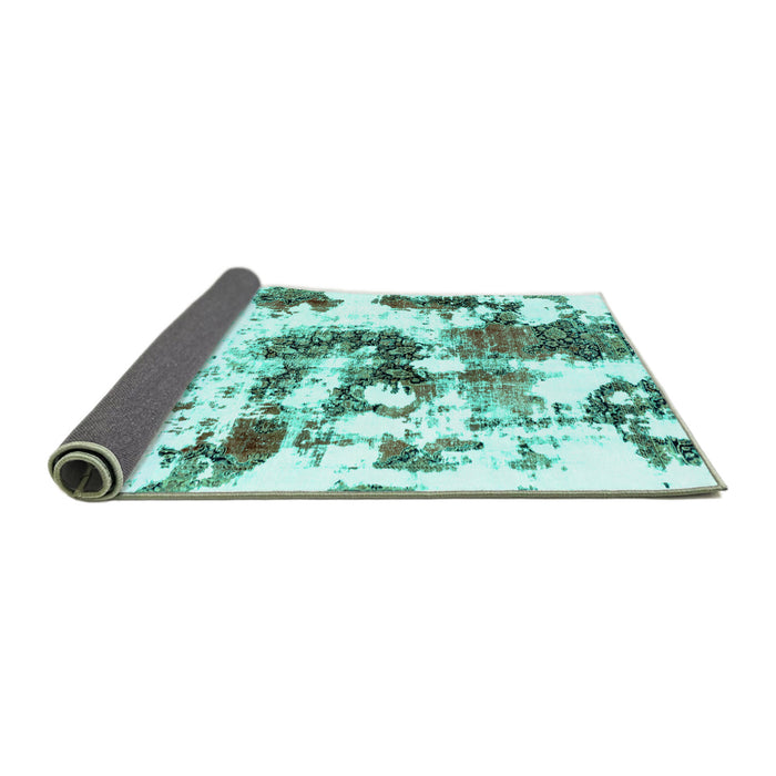 Sideview of Abstract Turquoise Modern Rug, abs2164turq