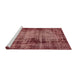 Sideview of Machine Washable Abstract Fire Brick Red Rug, wshabs2165