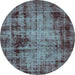 Round Machine Washable Abstract Light Blue Modern Rug, wshabs2165lblu