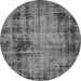 Round Machine Washable Abstract Gray Modern Rug, wshabs2165gry