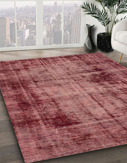 Abstract Fire Brick Red Modern Rug in Family Room, abs2165