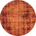 Round Abstract Orange Modern Rug, abs2165org