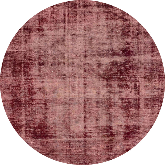 Round Abstract Fire Brick Red Modern Rug, abs2165