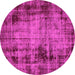 Round Machine Washable Abstract Pink Modern Rug, wshabs2165pnk