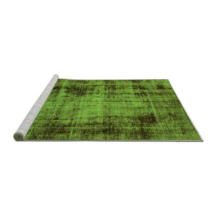 Sideview of Machine Washable Abstract Green Modern Area Rugs, wshabs2165grn