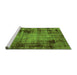 Sideview of Machine Washable Abstract Green Modern Area Rugs, wshabs2165grn