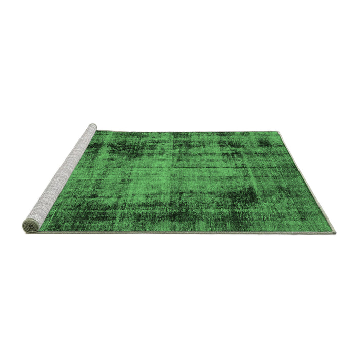 Sideview of Machine Washable Abstract Emerald Green Modern Area Rugs, wshabs2165emgrn