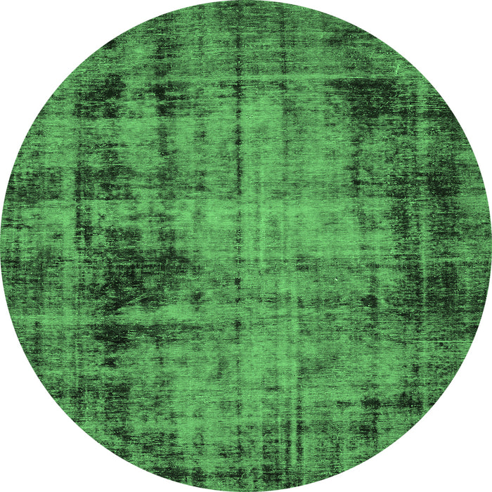 Round Abstract Emerald Green Modern Rug, abs2165emgrn