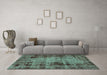 Machine Washable Abstract Turquoise Modern Area Rugs in a Living Room,, wshabs2165turq