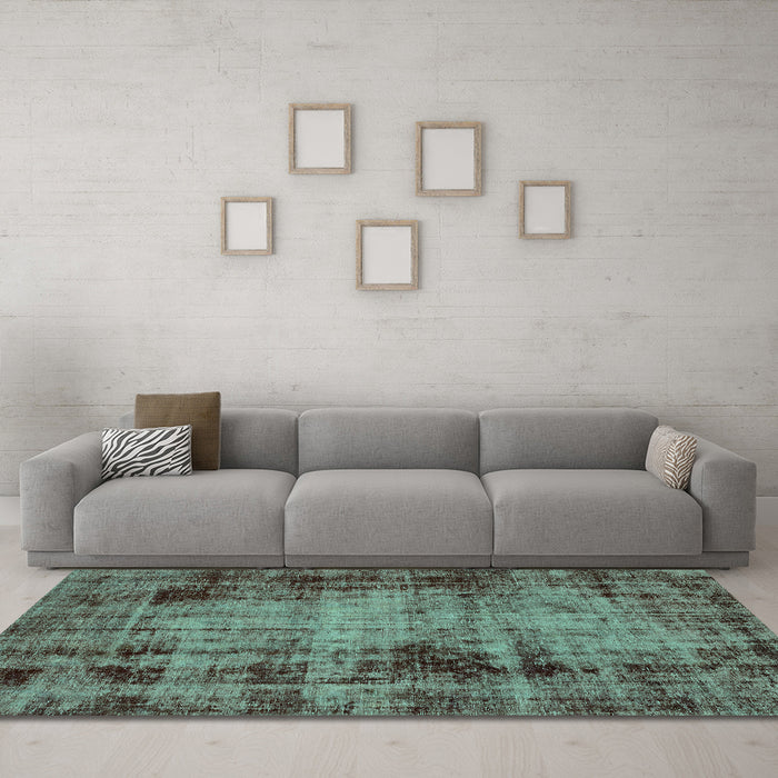Machine Washable Abstract Turquoise Modern Area Rugs in a Living Room,, wshabs2165turq