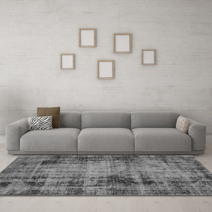 Machine Washable Abstract Gray Modern Rug in a Living Room,, wshabs2165gry
