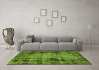 Machine Washable Abstract Green Modern Rug, wshabs2165grn