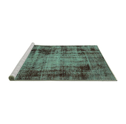 Sideview of Machine Washable Abstract Turquoise Modern Area Rugs, wshabs2165turq
