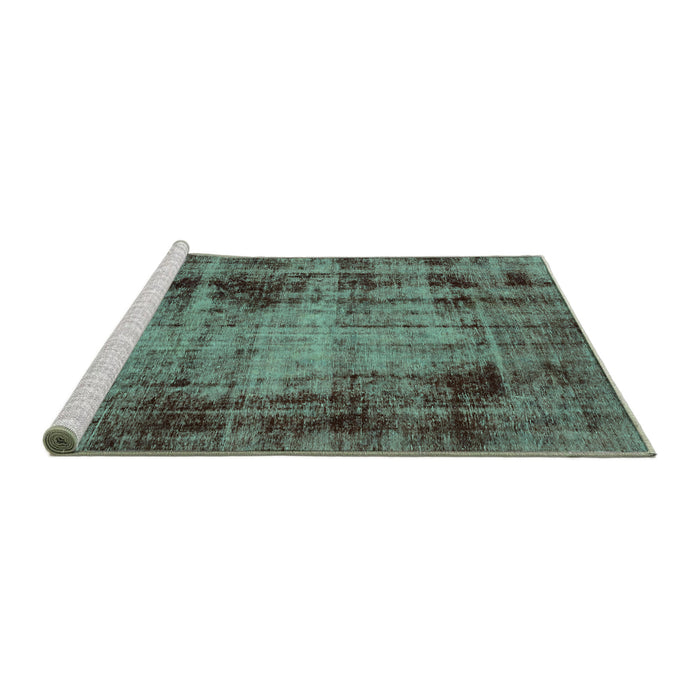 Sideview of Machine Washable Abstract Turquoise Modern Area Rugs, wshabs2165turq
