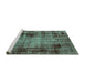 Sideview of Machine Washable Abstract Turquoise Modern Area Rugs, wshabs2165turq