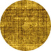 Round Persian Yellow Bohemian Rug, abs2166yw