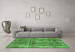 Machine Washable Persian Green Bohemian Area Rugs in a Living Room,, wshabs2166grn