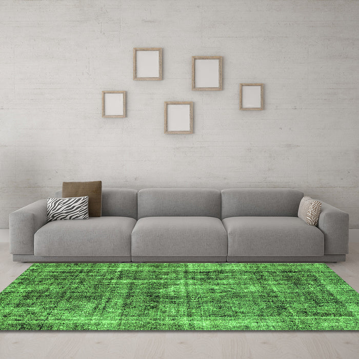 Machine Washable Persian Green Bohemian Area Rugs in a Living Room,, wshabs2166grn