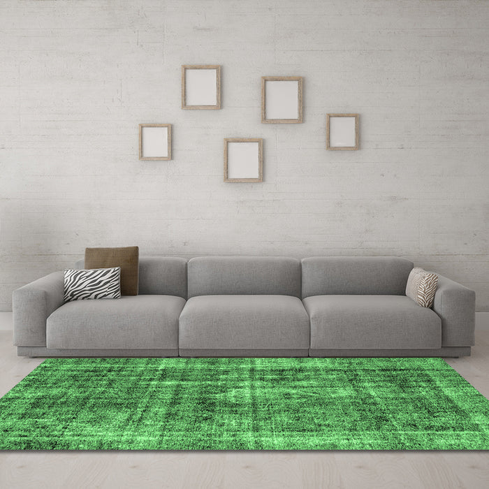 Machine Washable Persian Emerald Green Bohemian Area Rugs in a Living Room,, wshabs2166emgrn