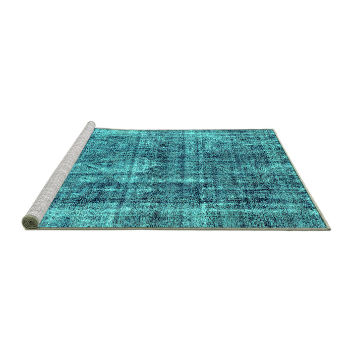 Sideview of Machine Washable Persian Turquoise Bohemian Area Rugs, wshabs2166turq