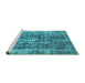 Sideview of Machine Washable Persian Turquoise Bohemian Area Rugs, wshabs2166turq