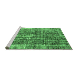 Sideview of Machine Washable Persian Emerald Green Bohemian Area Rugs, wshabs2166emgrn