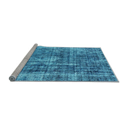 Sideview of Machine Washable Persian Light Blue Bohemian Rug, wshabs2166lblu