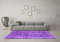 Machine Washable Persian Purple Bohemian Area Rugs in a Living Room, wshabs2166pur