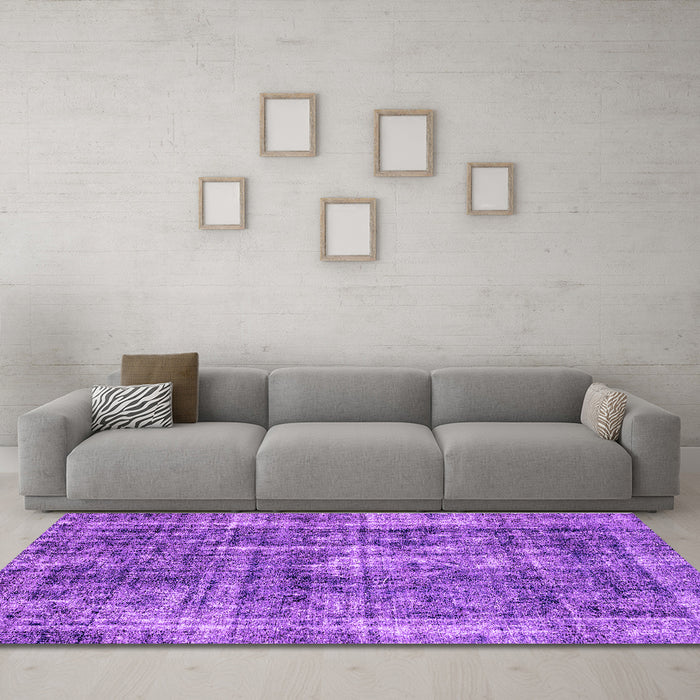 Machine Washable Persian Purple Bohemian Area Rugs in a Living Room, wshabs2166pur