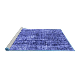 Sideview of Machine Washable Persian Blue Bohemian Rug, wshabs2166blu