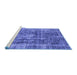 Sideview of Machine Washable Persian Blue Bohemian Rug, wshabs2166blu