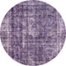 Round Abstract Purple Persian Rug, abs2166