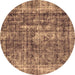 Round Persian Brown Bohemian Rug, abs2166brn